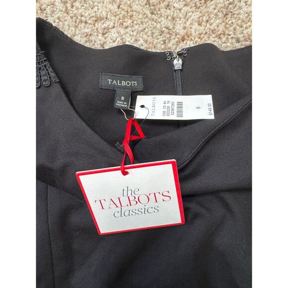 TALBOTS Women's Dress, Black, Elegant Crochet sleeve cutouts; size 8; Black; NWT - Picture 3 of 15